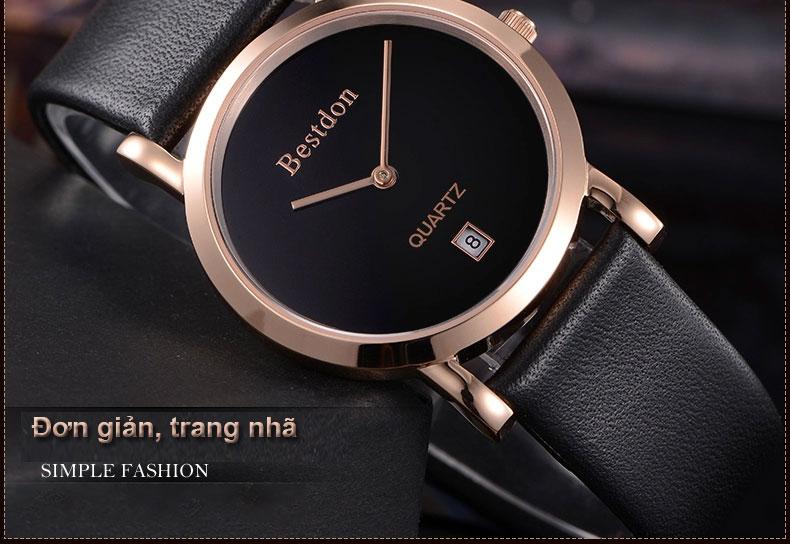Đồng hồ nam dây da Bestdon BD9951G (Đen)