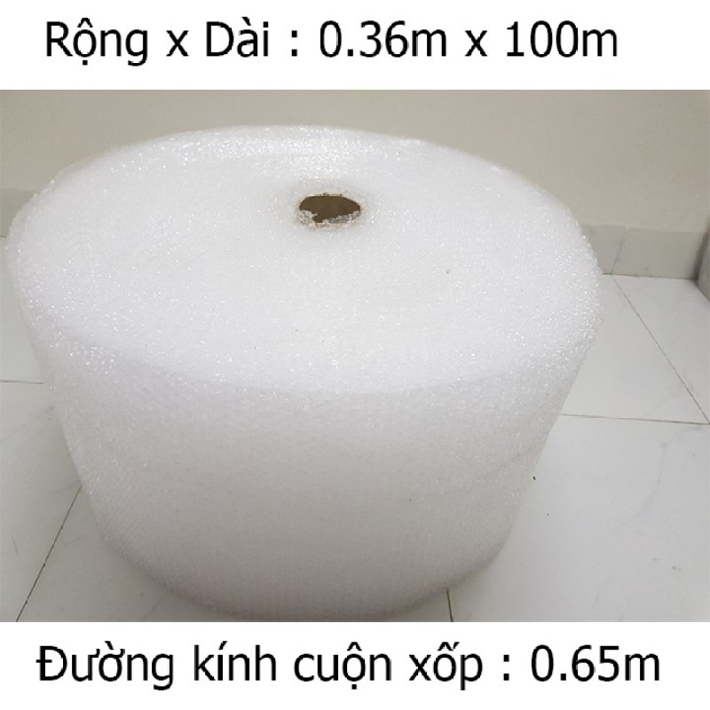 Cuộn xốp bong bóng 100m x 0.36m gói hàng chống sốc - Cuộn bóng khí, Màng xốp hơi chất lượng cao - Hàng loại 1