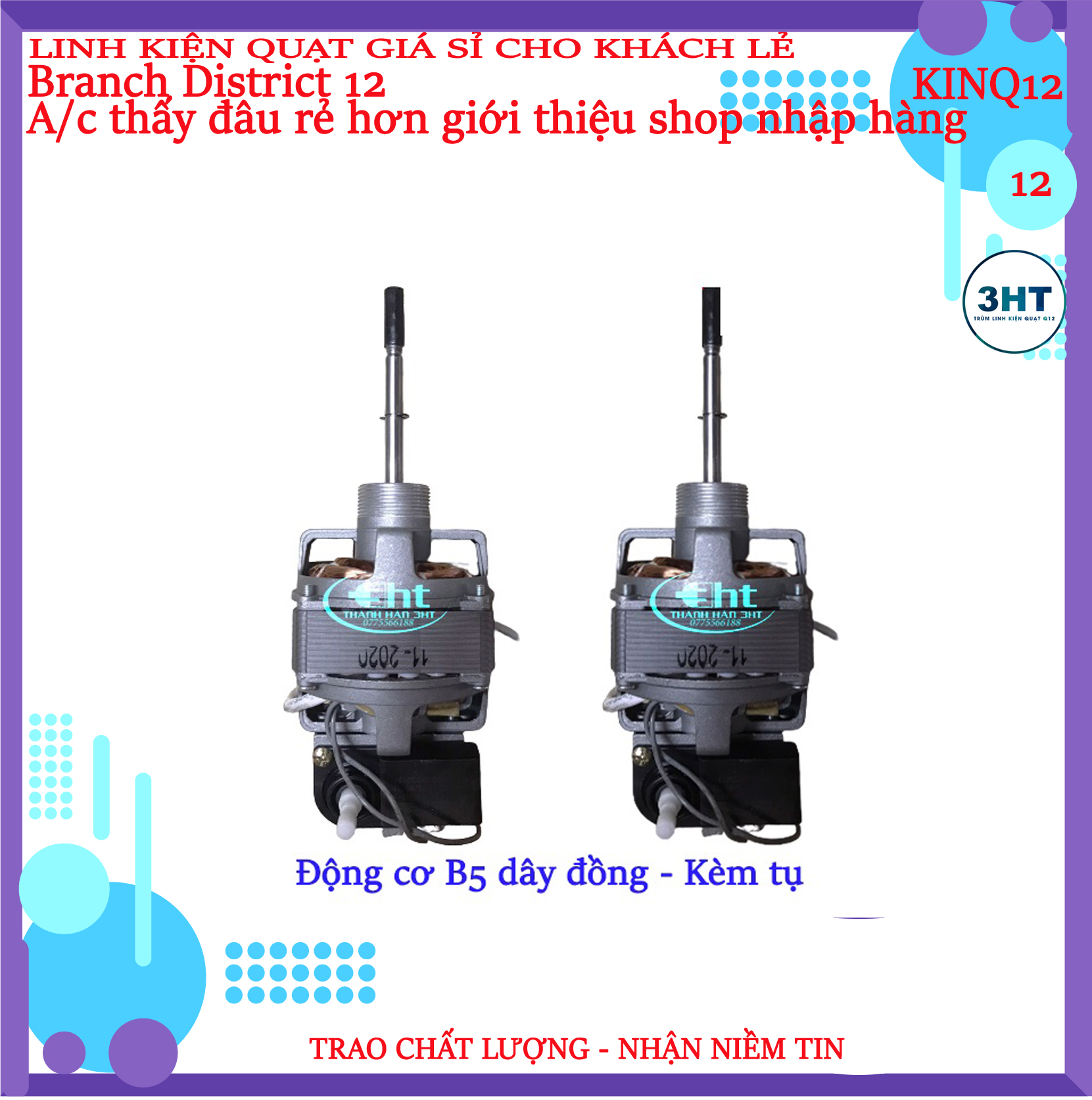 ĐỘNG CƠ QUẠT 65W B5 - DÂY ĐỒNG 100%