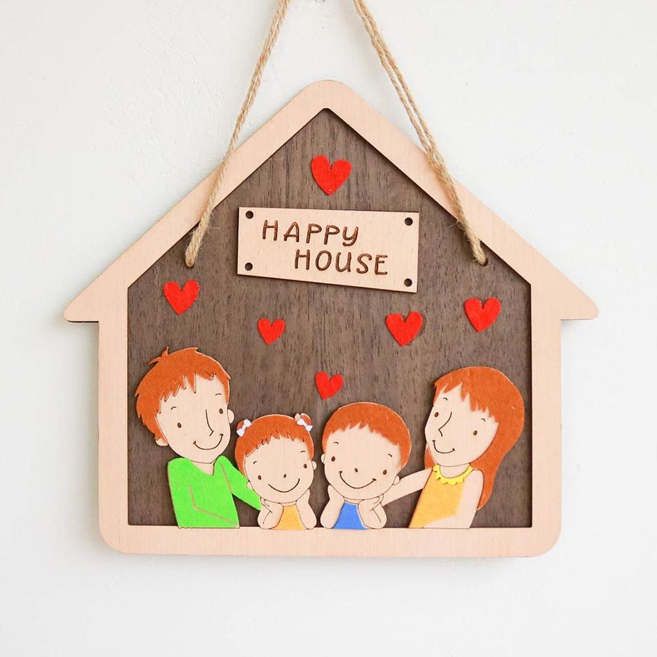Bảng gỗ decor trang trí NGÔI NHÀ HẠNH PHÚC (bảng gỗ trang trí DNDecor + quà tặng giá 17.000đ)