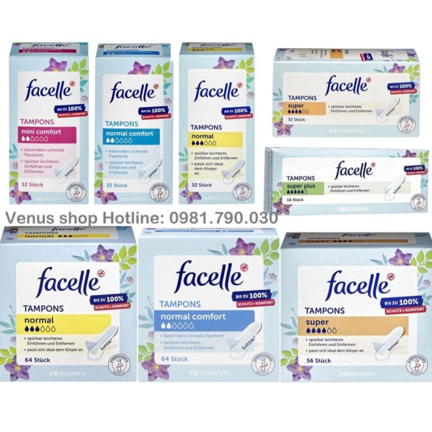 [Hàng Đức chính hãng.HN] Băng vệ sinh Tampon dạng ống Facelle {hangducairberlin}