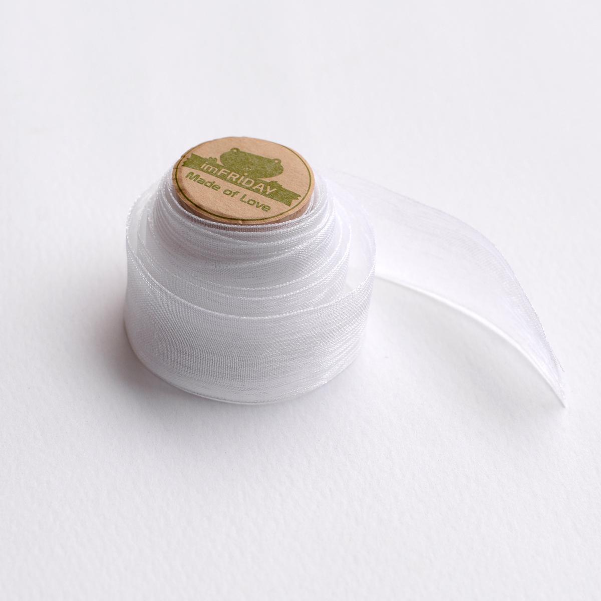 Cuộn 3m ruy băng voan 2cm kem, trắng