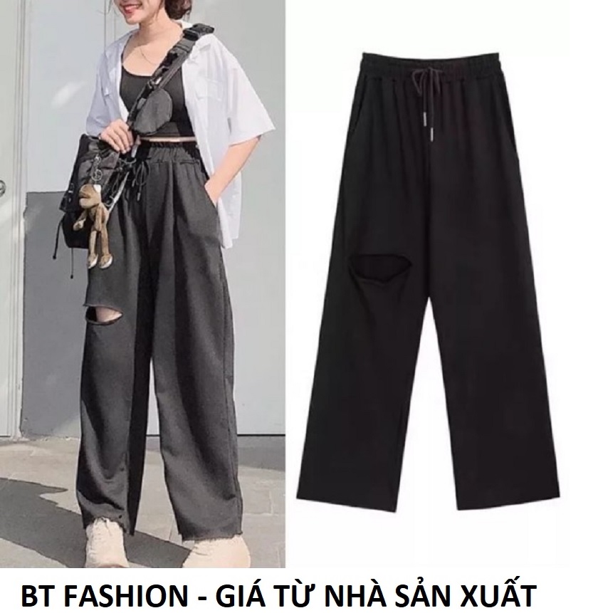 Quần Dài Nữ Thun Phom Rộng Jogger Thể Thao - BT Fashion Phối Lưng TT04