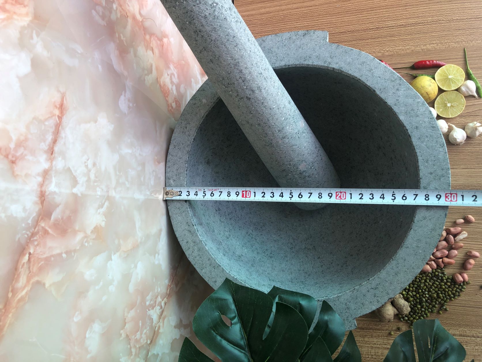 bộ sản phẩm cối đá + chày đá đường kính 30 cm