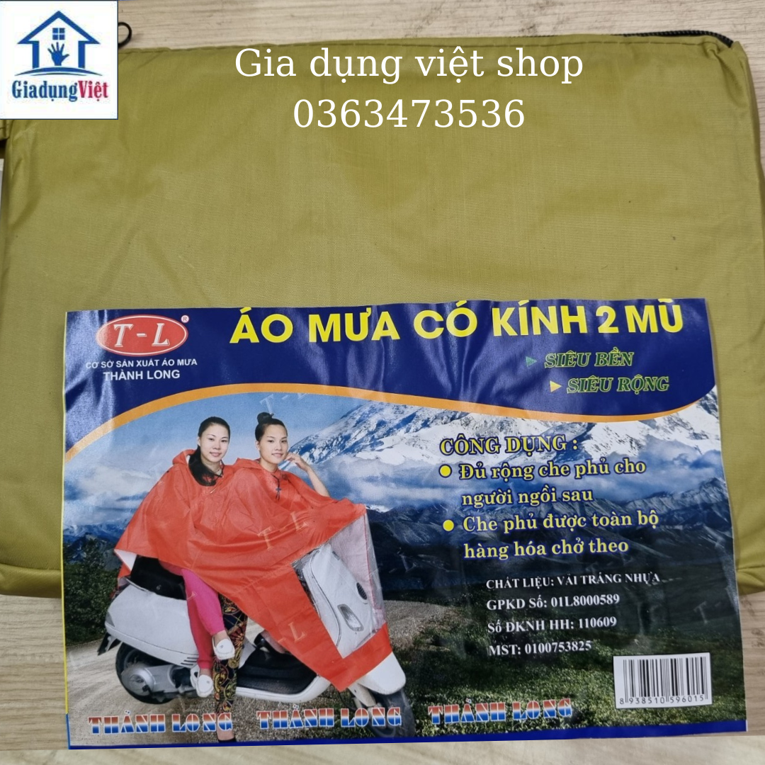 Áo Mưa Cánh Dơi 2 Mũ Vải Dù Thành Long Siêu Bền