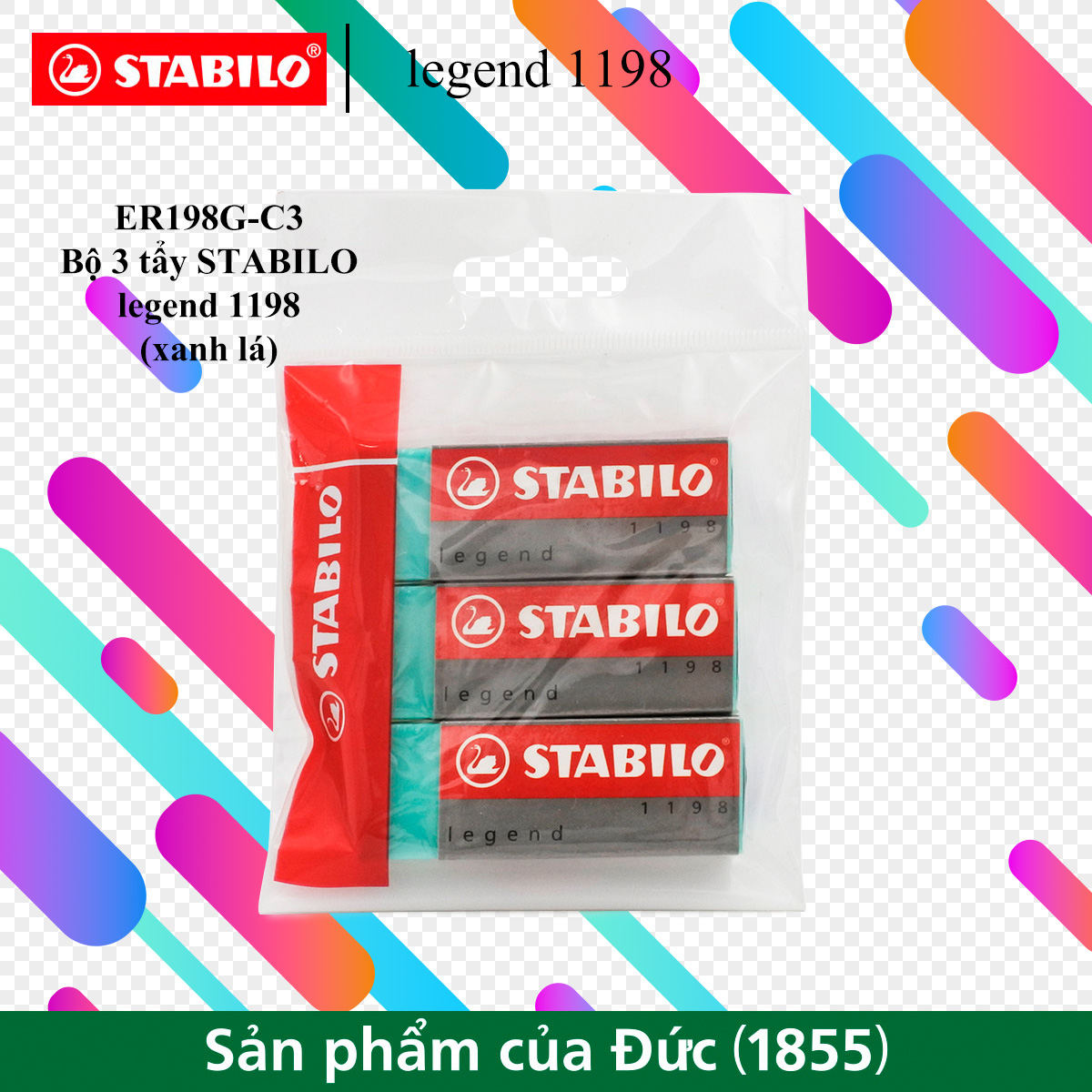 Bộ 3 tẩy STABILO Legend (nhiều màu) ER198-C3