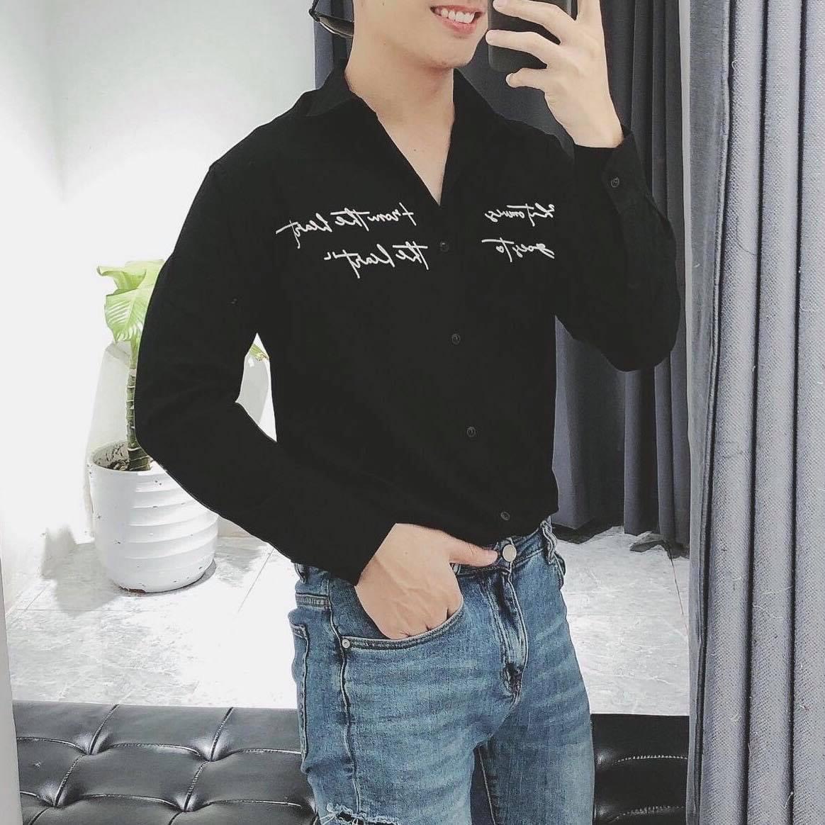 [ FREE SHIP ] ÁO SƠ MI VẢI ĐŨI NHẬT CAO CẤP IN NÉT CHỮ THƯ SINH LÃNG TỬ CUỐN HÚT - LANO STORE