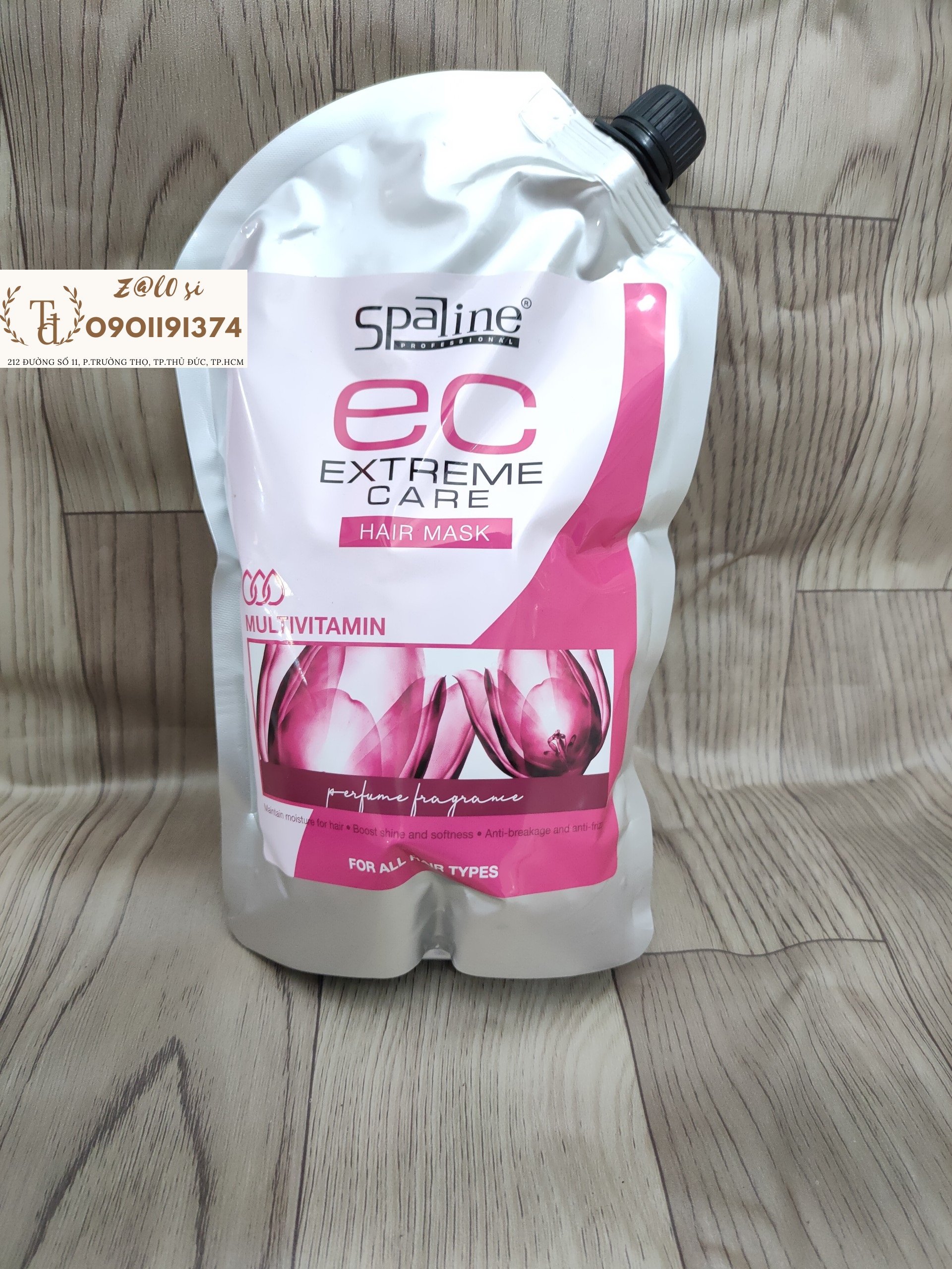 Mặt nạ chăm sóc tóc Spaline EC dạng túi 850ml màu hồng