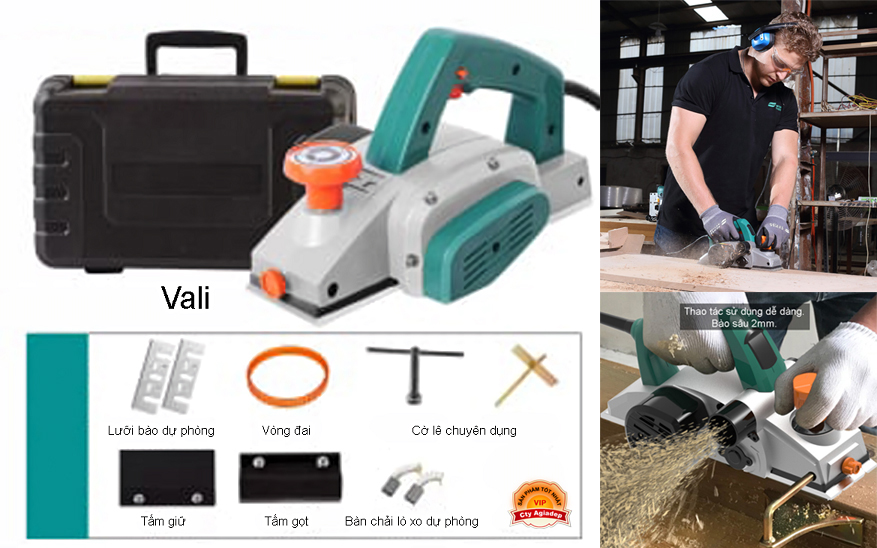 Máy bào xưởng làm Gỗ đa năng cho Thợ Mộc siêu xịn HighPower AGD 1000W + Vali phụ kiện