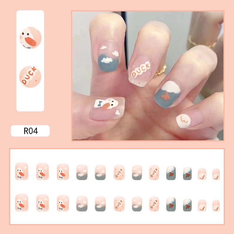 Set 24 móng tay giả trang trí sẵn - bộ móng giả 24 móng tặng kèm keo dán móng giá rẻ