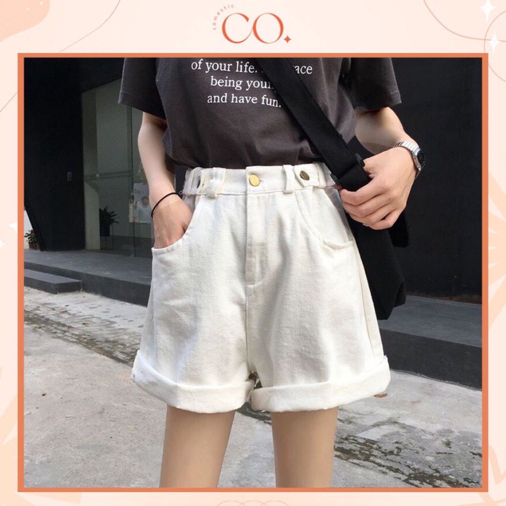 Quần short sắn gấu, quần short cạp cao phong cách C3
