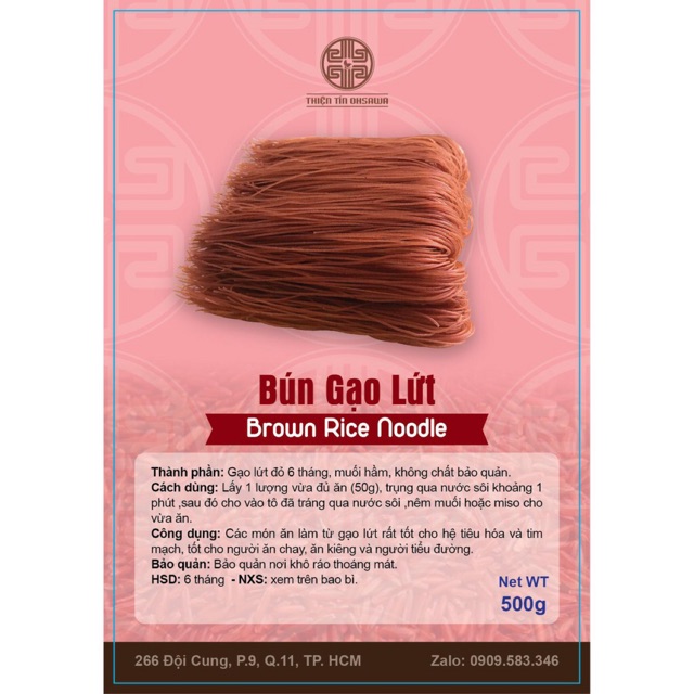 Bún gạo lứt đỏ gói 500g