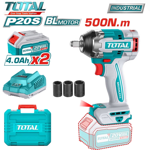 Total 20V Tiwli2050 brushless battery operated bolt remover, 500Nm