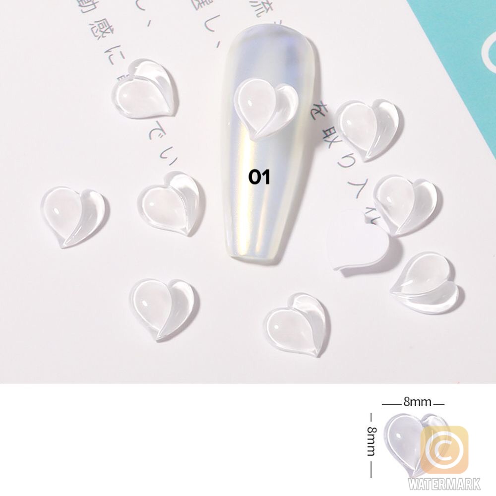 Combo 6 Phụ kiện 3D trái tim trang trí móng tay siêu đáng yêu dành cho Nail (6 màu)