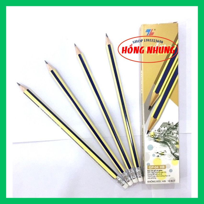 [ mỚI Combo 10 cây bút chì 2B, HB Thiên Long, nét đậm đẹp.
