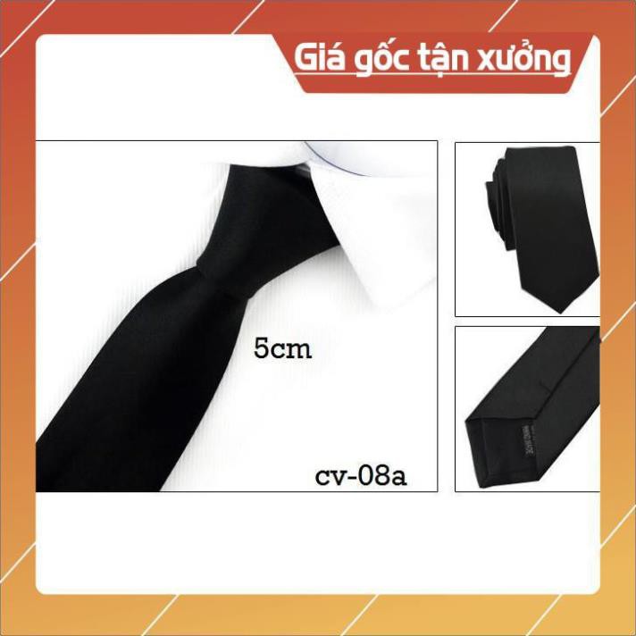 Cà Vạt Lụa Nam Bản Nhỏ Màu Đen
