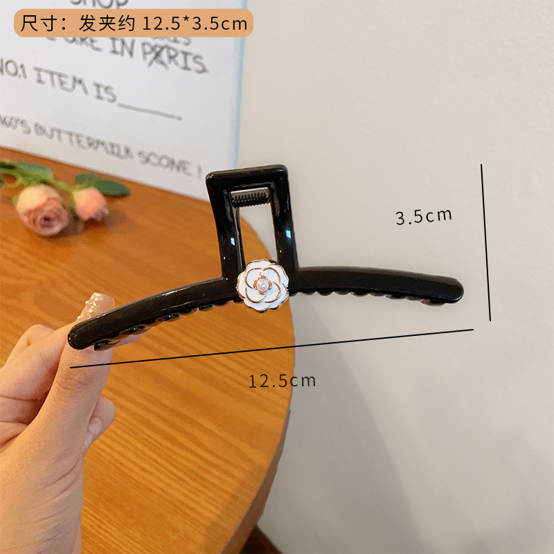 Kẹp Tóc Cá Mập Màu Đen Cỡ Lớn Phong Cách Hàn Quốc