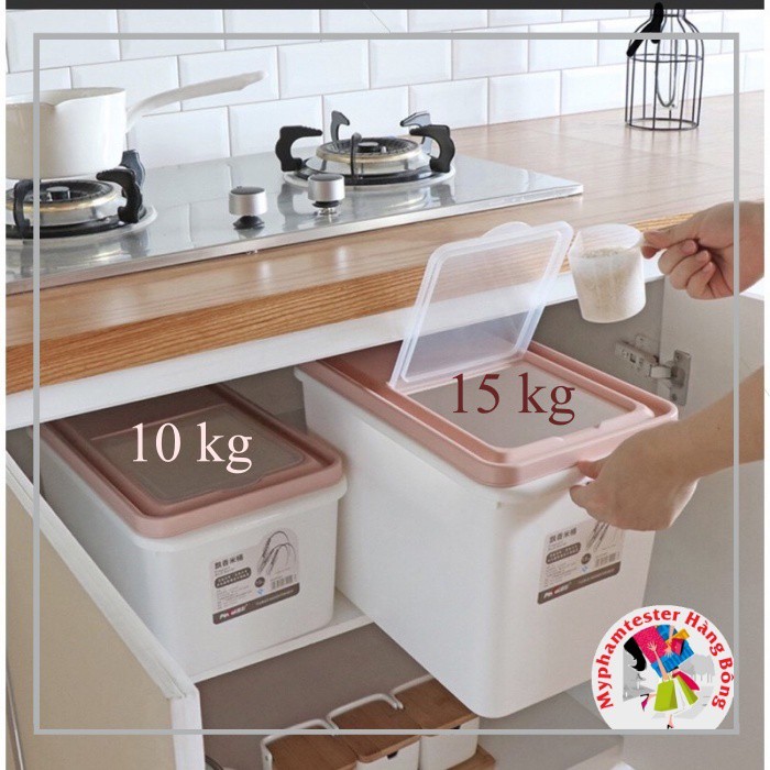 (HÀNG ĐẸP) Thùng đựng gạo nhựa kèm cốc đong