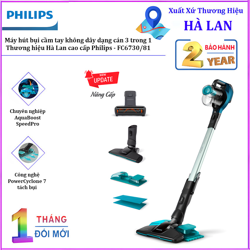 Máy hút bụi cầm tay không dây khô và ướt thương hiệu cao cấp philips