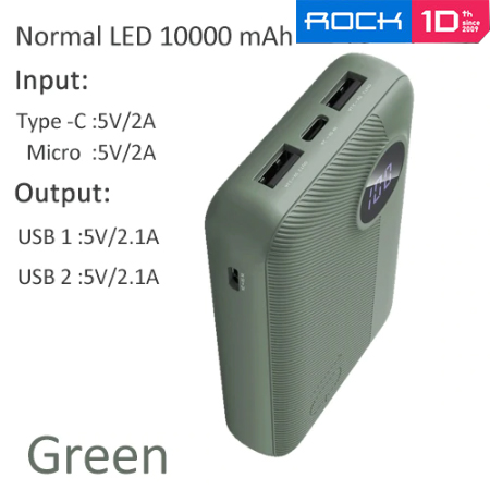 Pin sạc dự phòng Rock P75V/ P75 mini PD dung lượng 10000mah Hỗ trợ tất cả các loại sạc nhanh QC 3.0 PD3.0 SCP VOOC AFC thiết kế nhỏ gọn sang trọng có màn hình kỹ thuật số hiển thị thông số