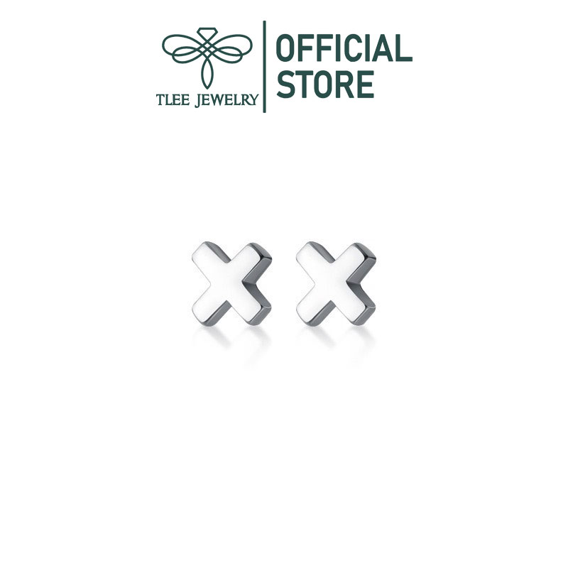 Bông tai bạc nữ TLEE chữ x mini basic TleeJewelry B0234