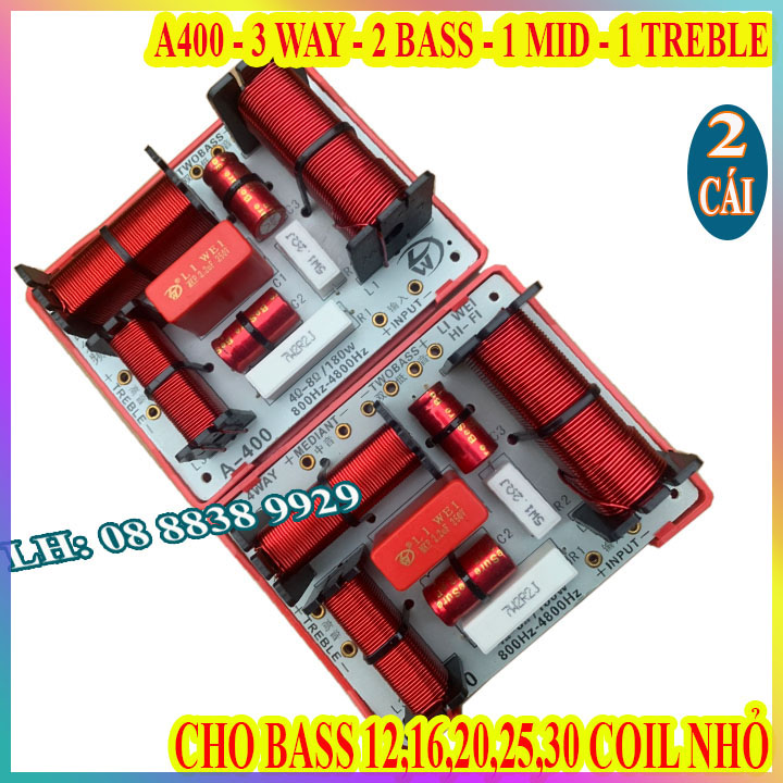 Cặp mạch phân tần 3 đường tiếng lwa400 - 1 bass 1 trung 1 treble - giá 2 cái