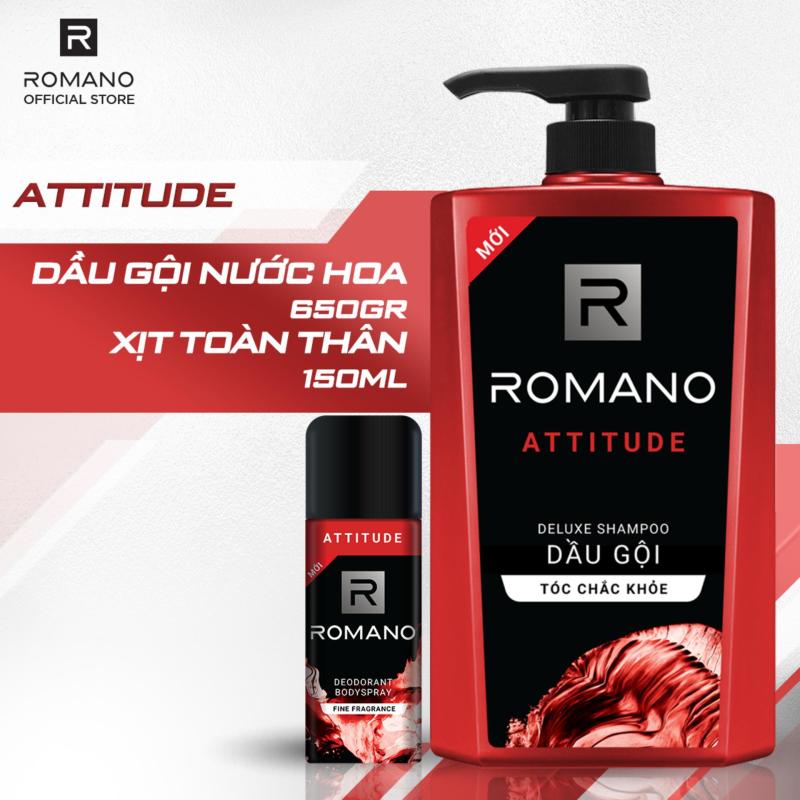 Combo dầu gội nước hoa Romano Attitude 650gr & xịt toàn thân Attitude 150ml nhập khẩu