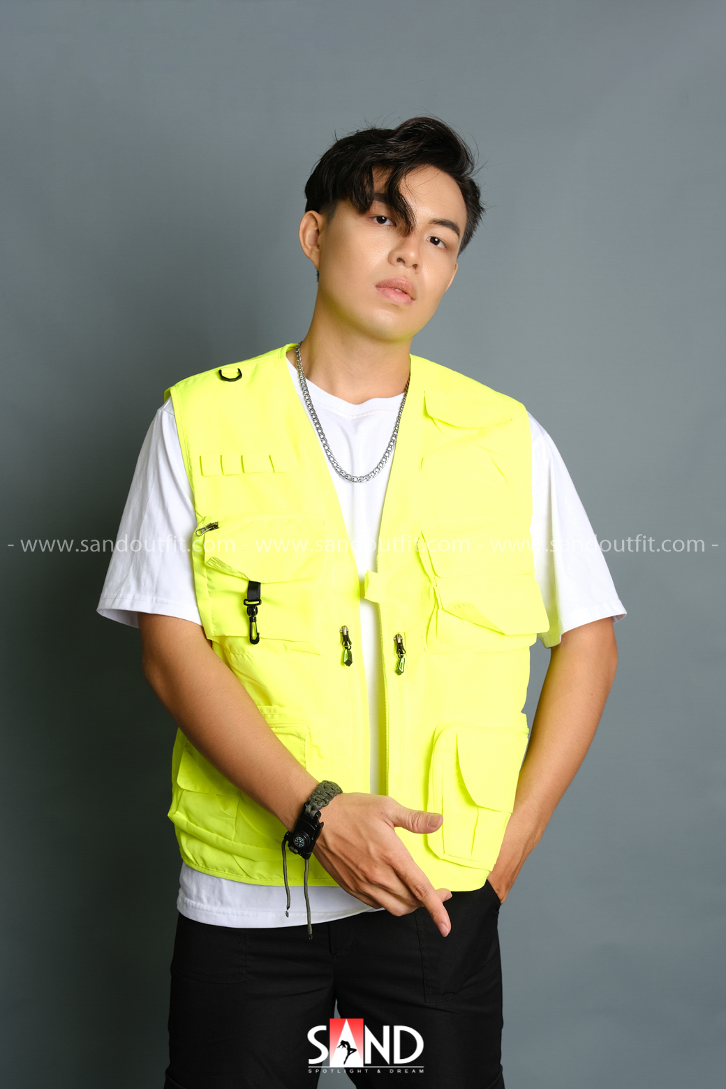 Áo Gile Túi Hộp - Xanh neon