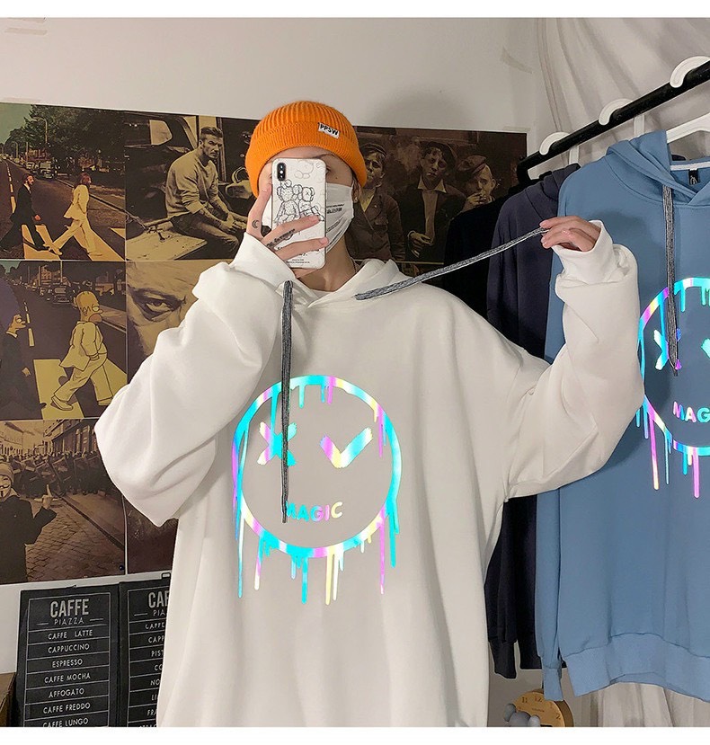 Áo hoodies nỉ mặt cười MAGIC phản quang tp090