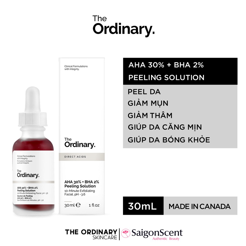[HCM]Tinh chất The Ordinary AHA 30% + BHA 2% Peeling Solution ( 30mL )