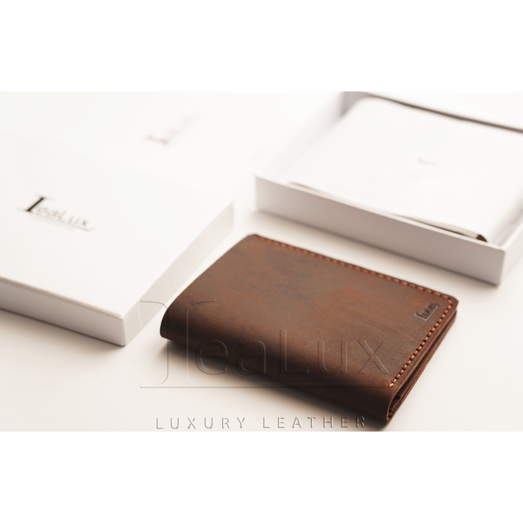 Ví Đứng Da Sáp Mini Handmade LEALUX The Stand Wallet Mini