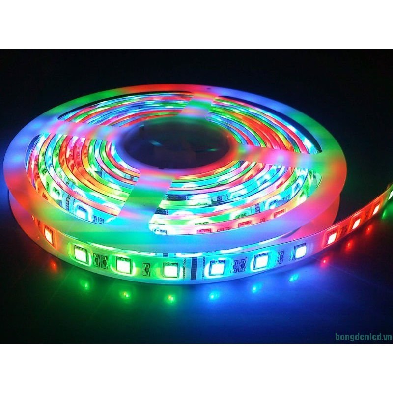 Đèn led dây 5m chạy 7 màu không qua điều khiển - 12v siêu sáng