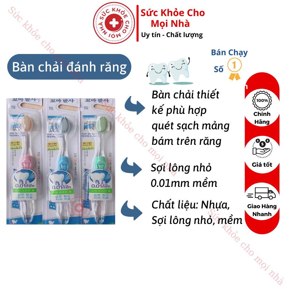 Bàn chải đánh răng công nghệ hàn quốc no126 trong suốt, siêu mềm