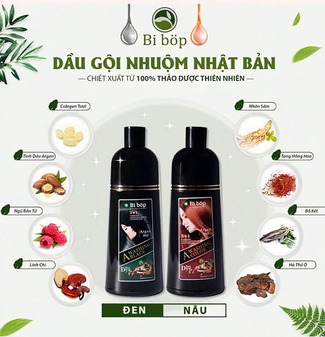 [CHINH HANG] DẦU GỘI ĐEN TÓC BIBOP - PHỦ BẠC PHỦ NHUỘM CAO CẤP