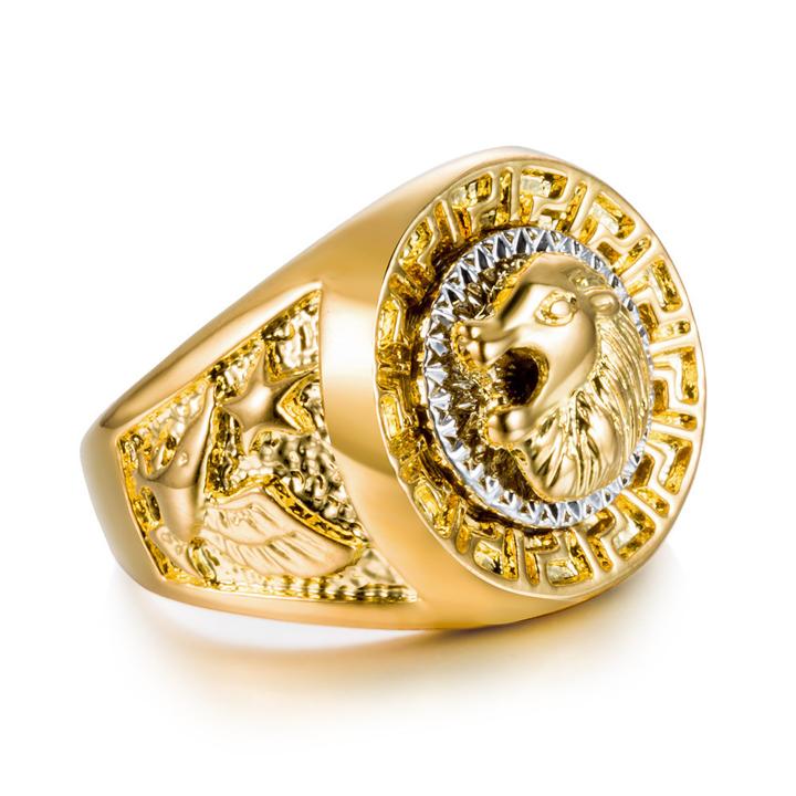 NHẪN VÀNG NAM TITAN MẶT TRÒN HÌNH SƯ TỬ