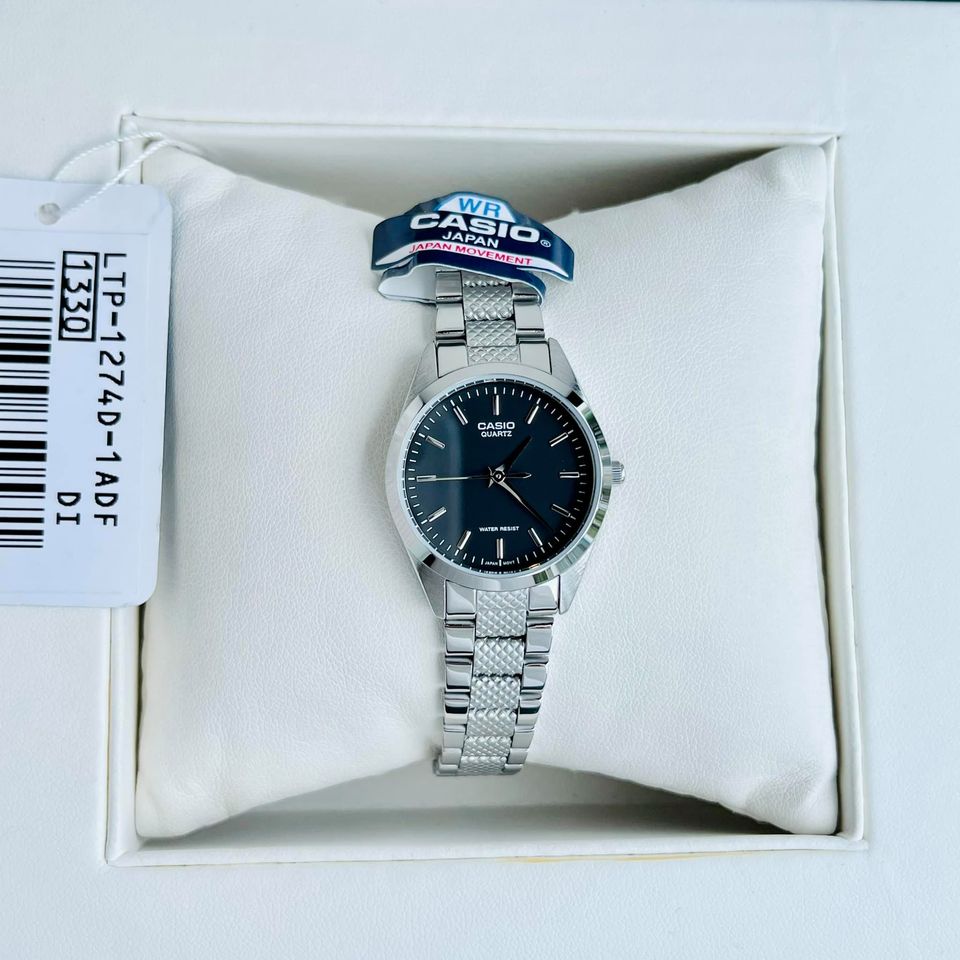 ĐỒNG HỒ NỮ CASIO LTP-1274D-1A MẶT ĐEN KIM LOẠI