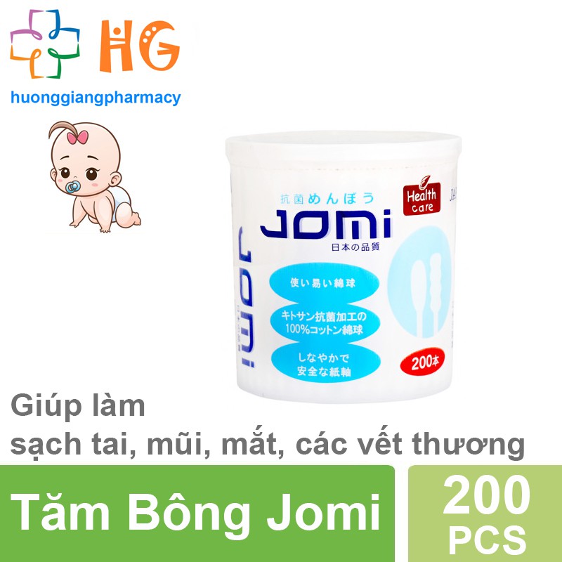 Tăm bông kháng khuẩn Jomi (200 chiếc)