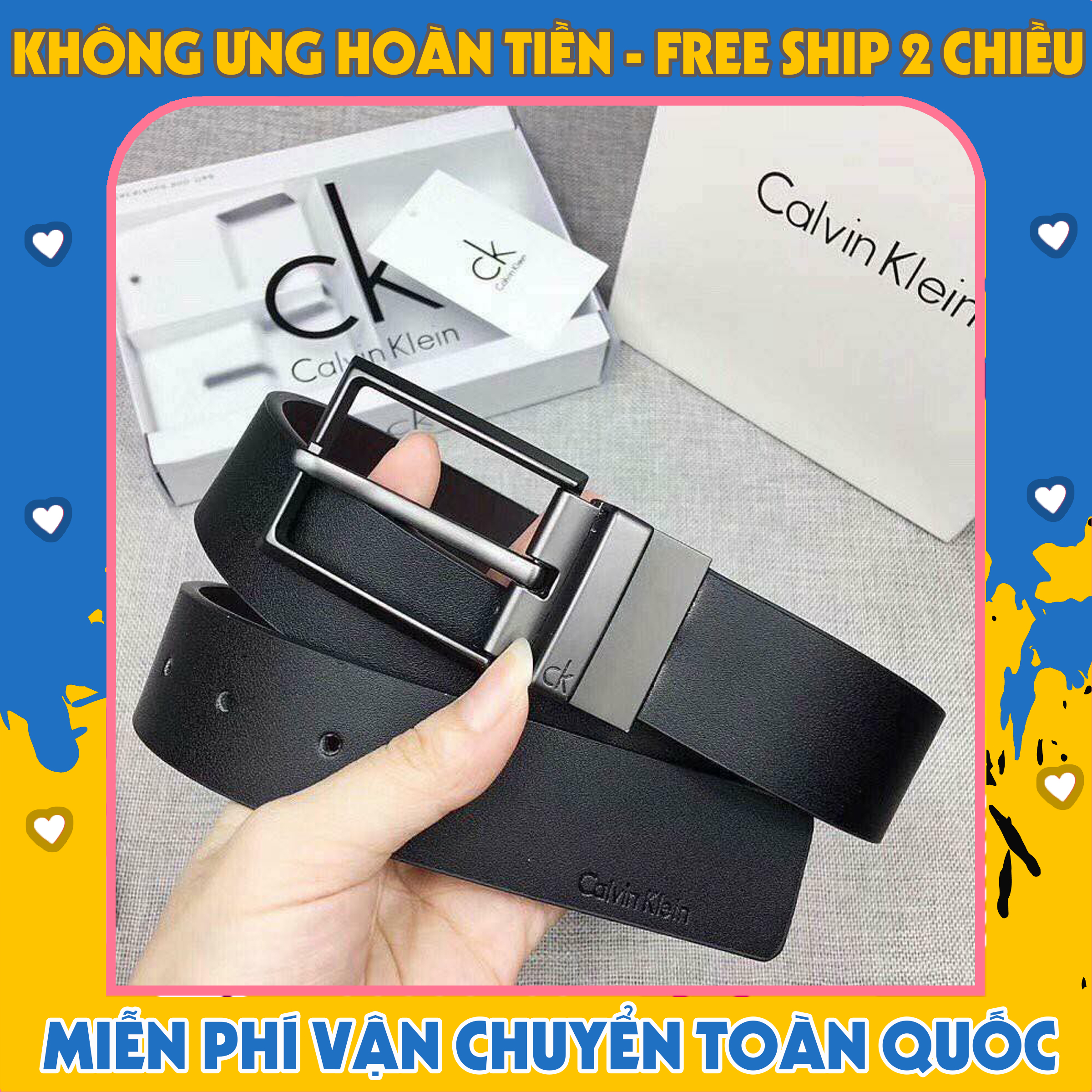 Thắt lưng nam 2 mặt cao cấp, dây nịt hai mặt xoay đẳng cấp Fullbox