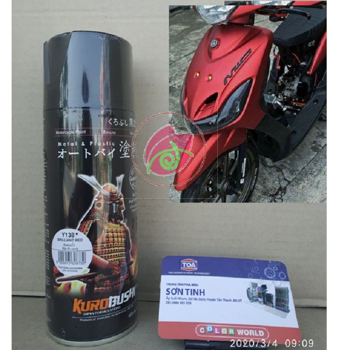 Combo Sơn xịt Samurai màu đỏ mờ candy nhám