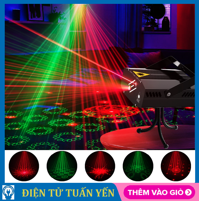 Đèn chiếu Laser Stage Light 6 hình cảm ứng theo nhạc, sân khấu, vũ trường,...
