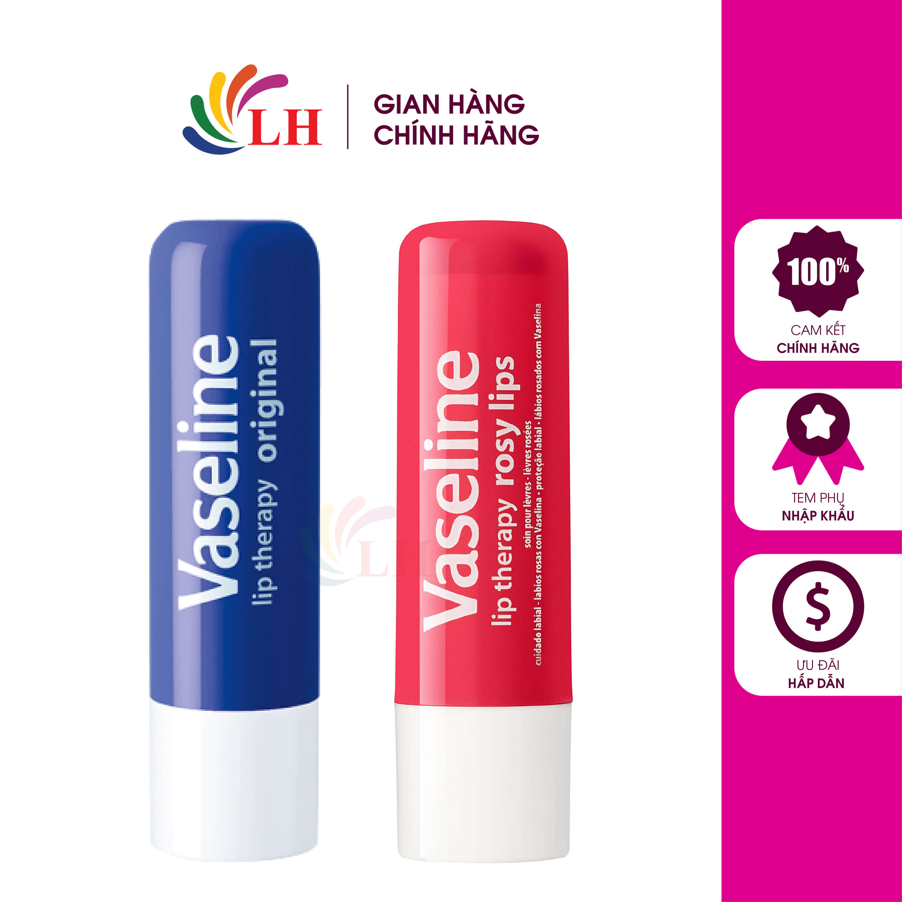 Son dưỡng môi Vaseline Lip Therapy giúp dưỡng ẩm môi (4.8g)