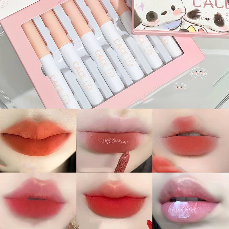 [ FREESHIP MAX ]Set 6 cây son #cace gấu hồng cam mẫu mới