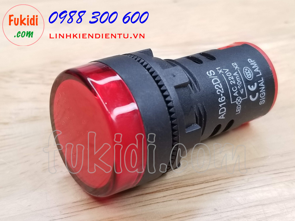 Đèn LED báo nguồn 220V phi 22mm AD16-22DS