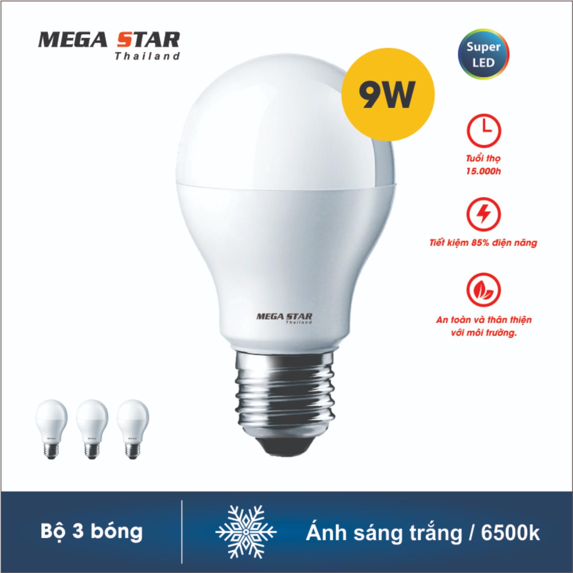 Combo 3 Bóng đèn Megastar LEDBulb 9W E27 6500k (Ánh sáng trắng) và ( Ánh sáng vàng)