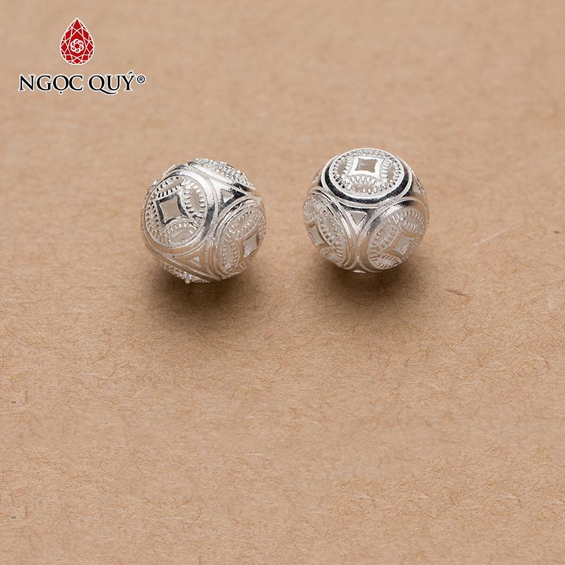 Charm bạc tròn họa tiết đồng tiền xỏ ngang 12mm - Ngọc Qúy Gemstones