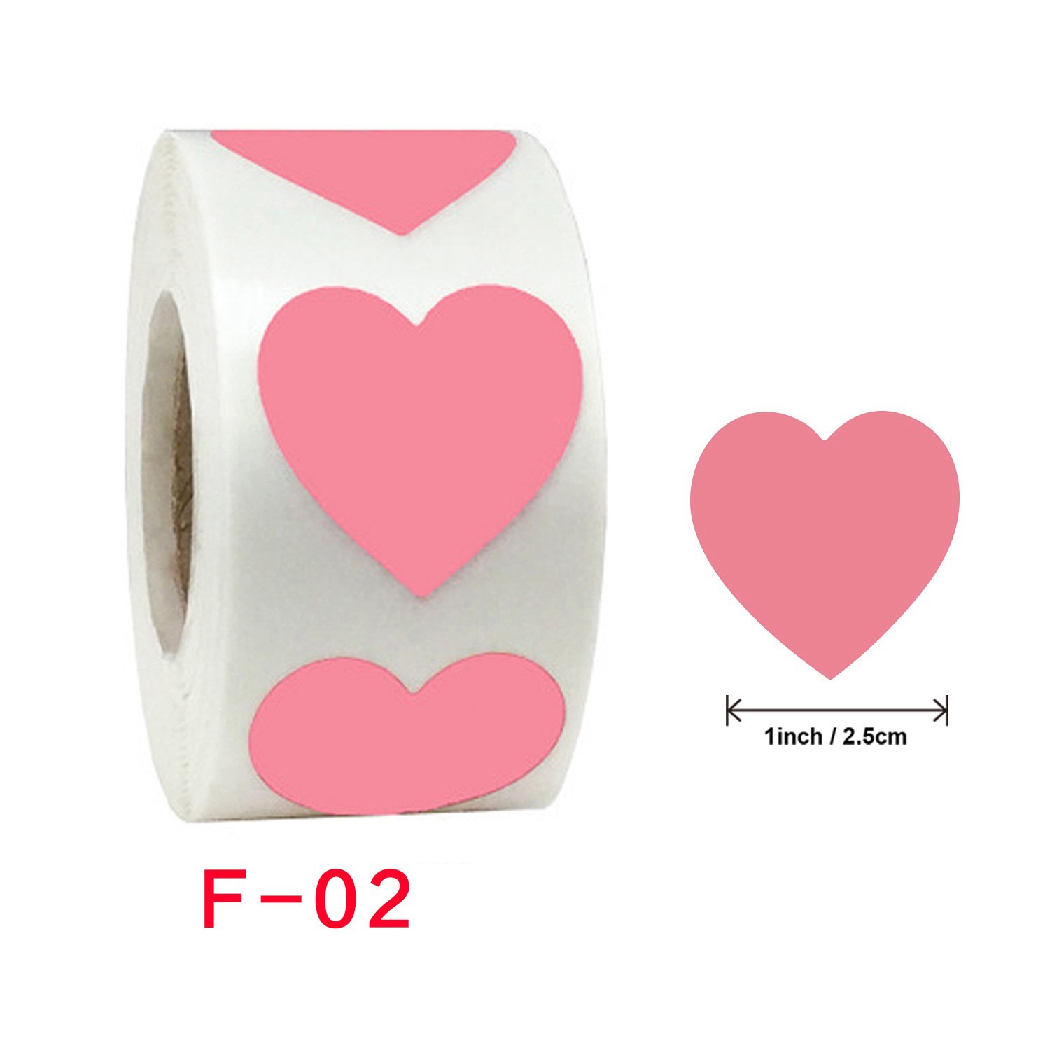 Cuộn 500 tem Sticker Trái tim in màu tự dính 2.5cm