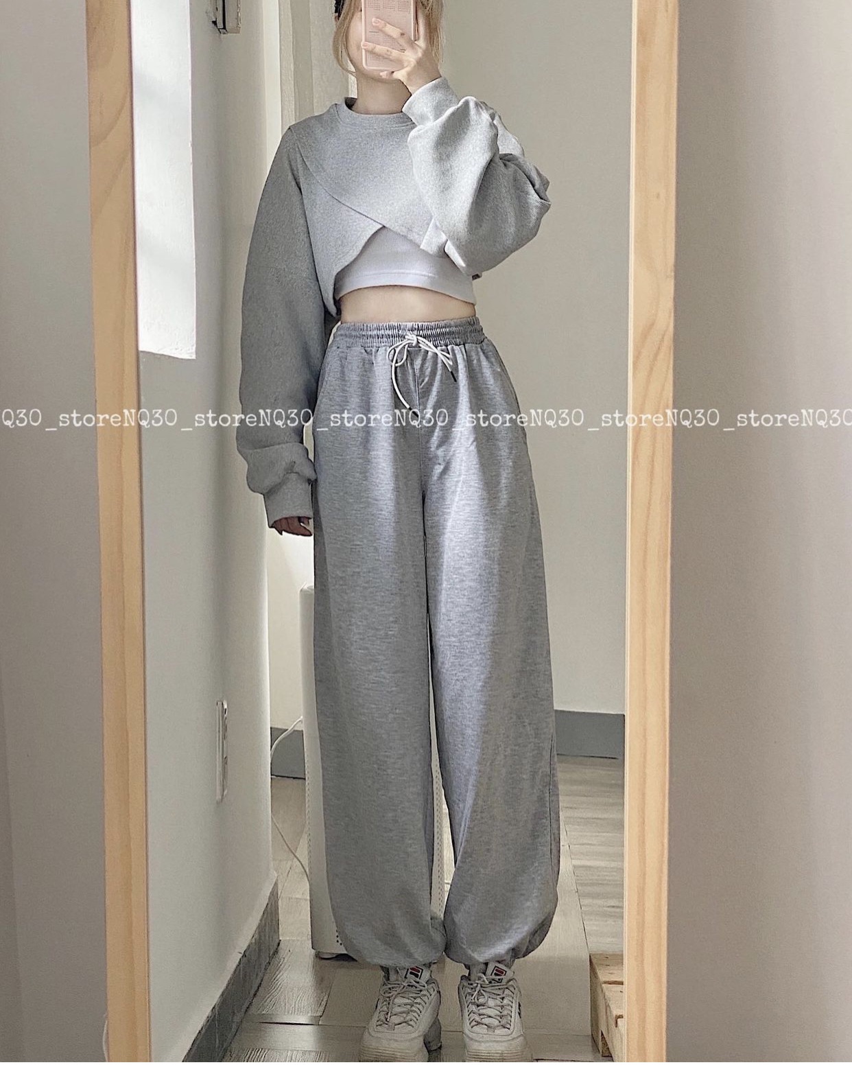Set Quần Jogger Trơn + Set 2 Món Áo Croptop Đắp Chepo