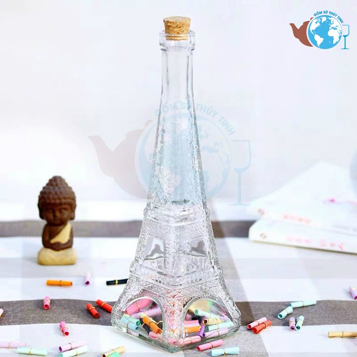 [HCM]Combo 3 bình thuỷ tinh Tháp EIFFEL 3 size Đại Trung Nhí nút gỗ