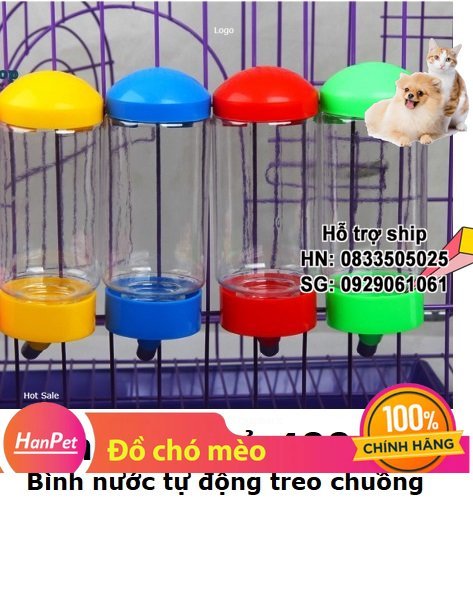 Hanpet - Bình uống nước tự động treo chuồng thú cưng (loại nhỏ 400ml) 379