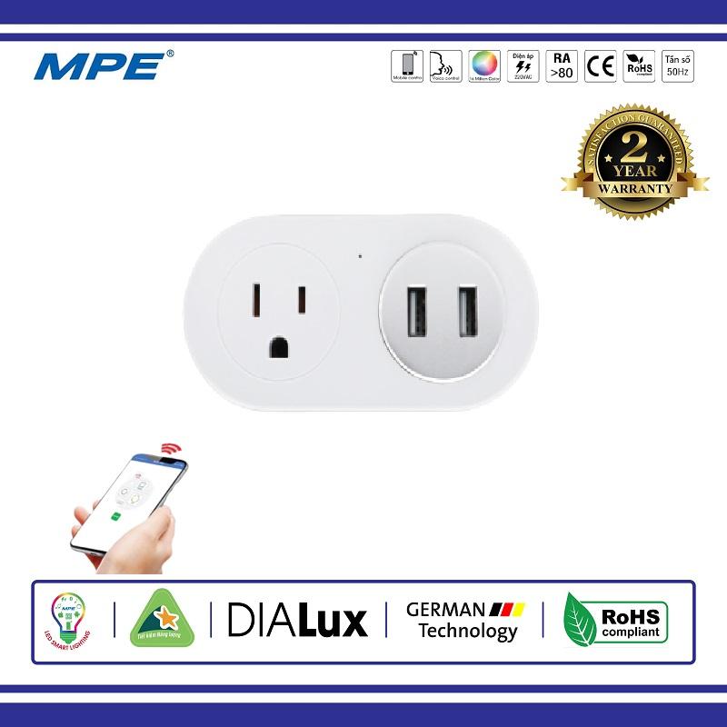 Ổ cắm điện thông minh 2 cổng usb mpe wifi